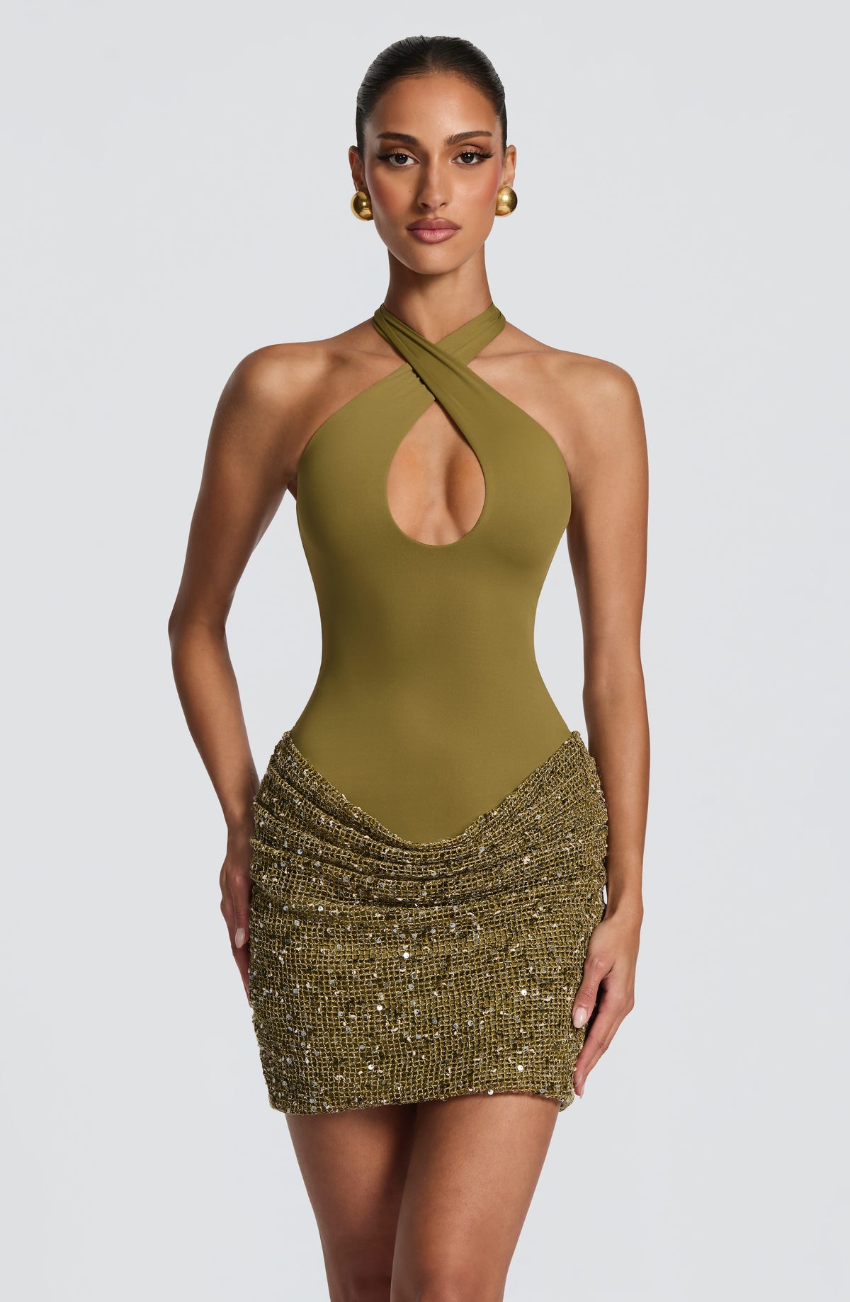 Belavie Soleella Mini Dress - Deep Olive