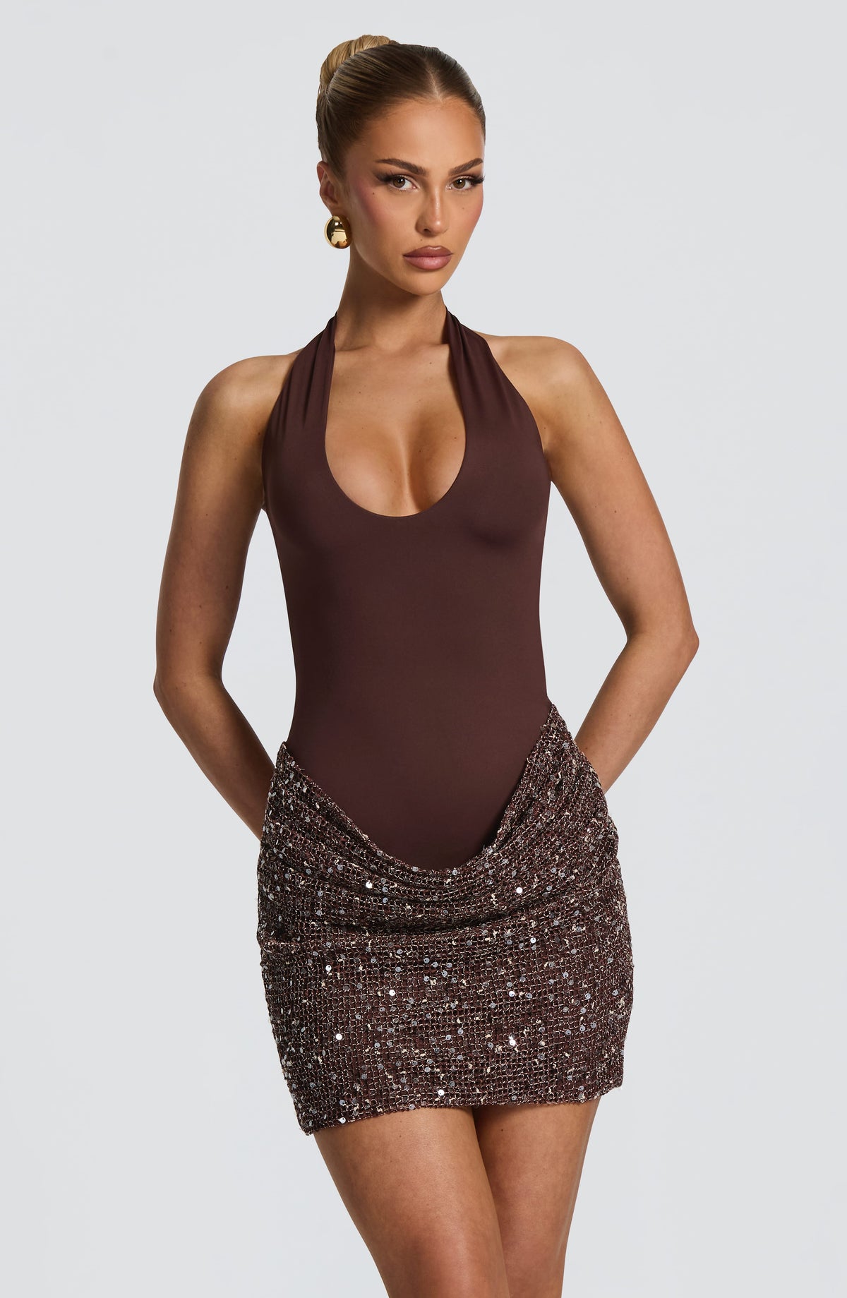 Belavie Soleella Mini Dress - Plum Brown