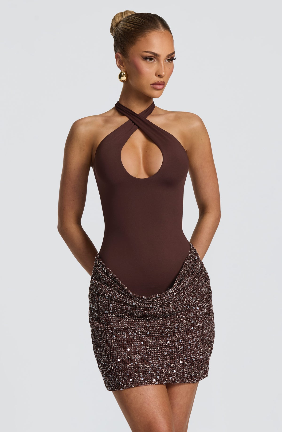 Belavie Soleella Mini Dress - Plum Brown