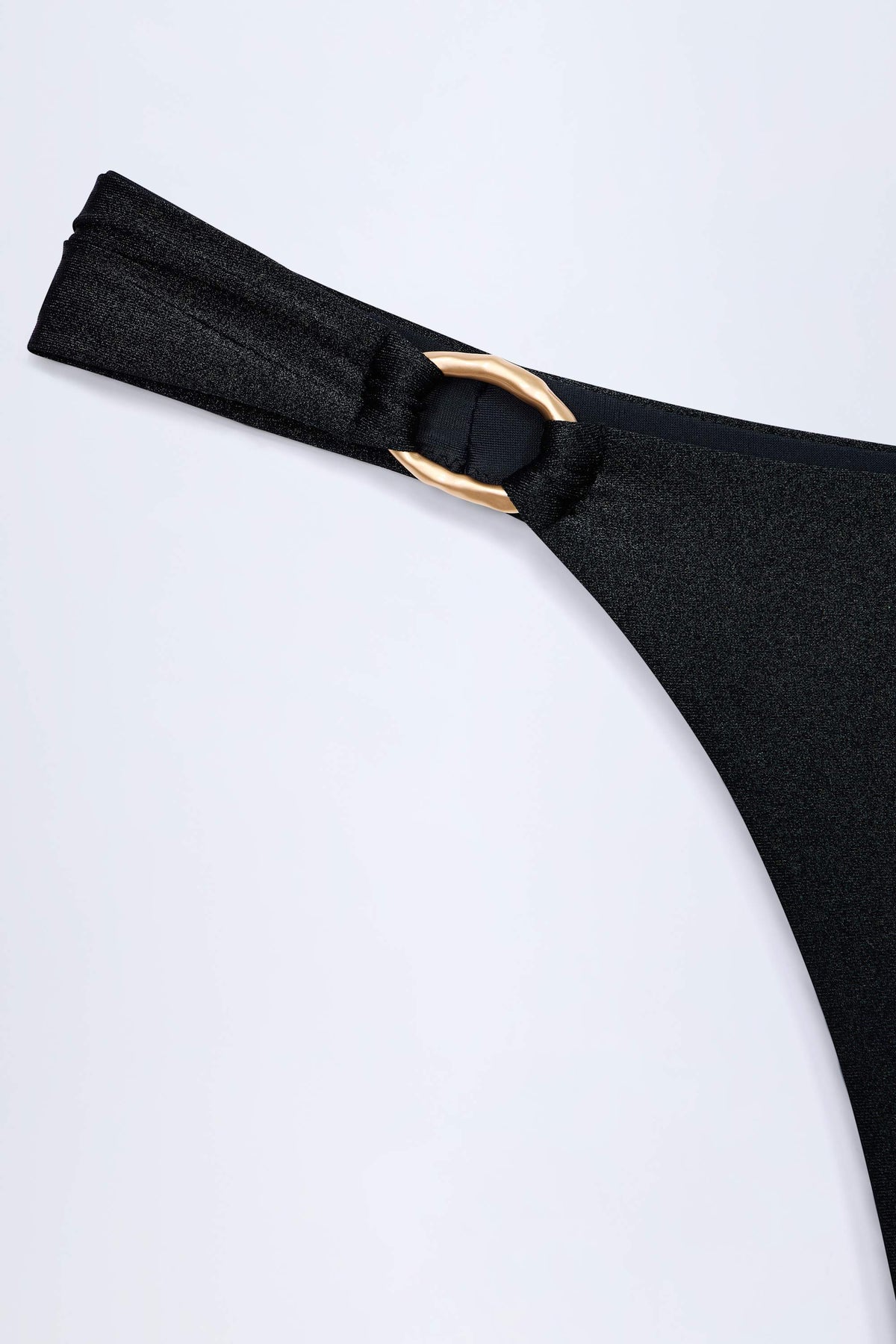 Belavie Hardware-Detail Thong Bikini Bottoms in Black