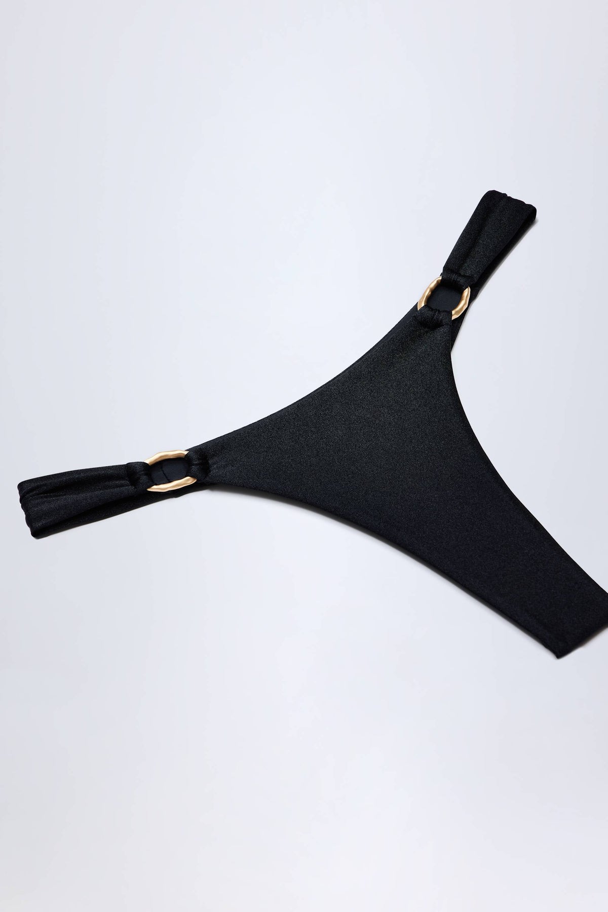 Belavie Hardware-Detail Thong Bikini Bottoms in Black