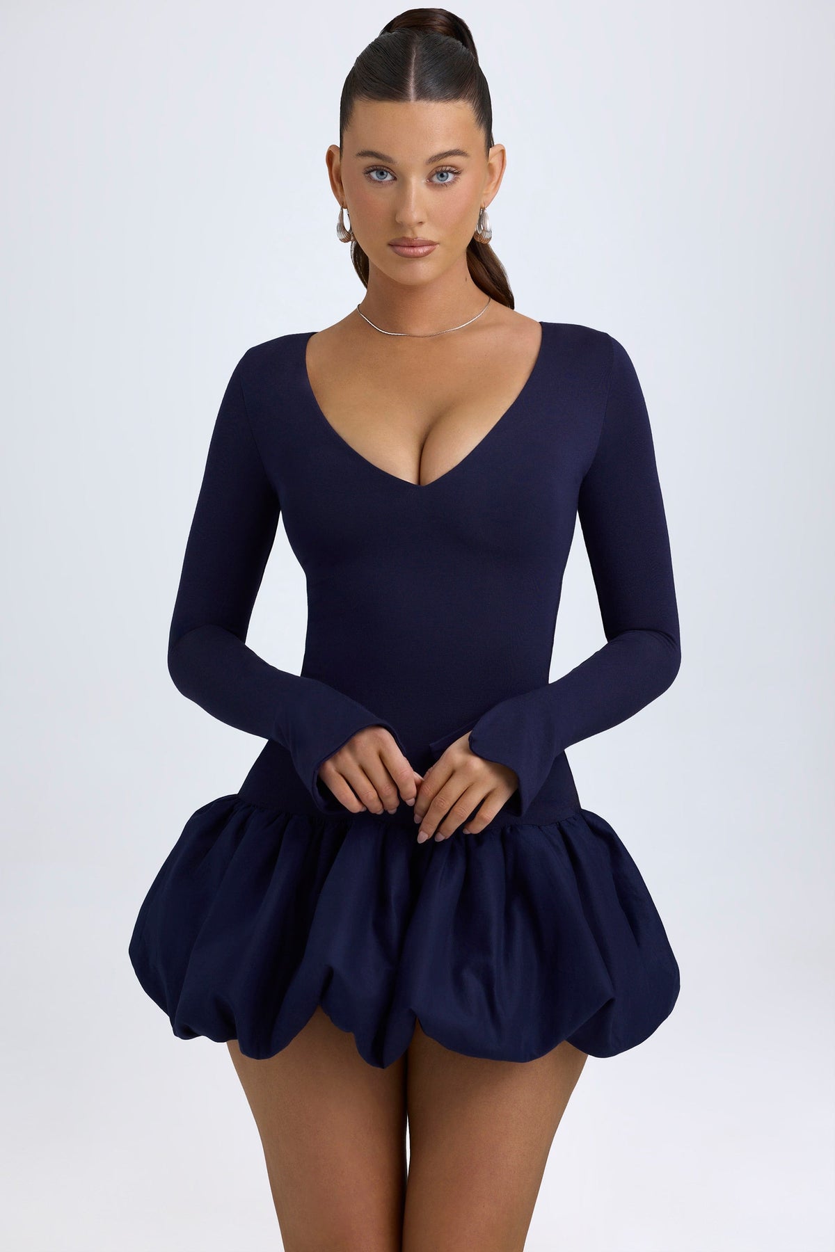 Belavie Talloo Modal Drop-Waist Bubble Hem Mini Dress in True Navy