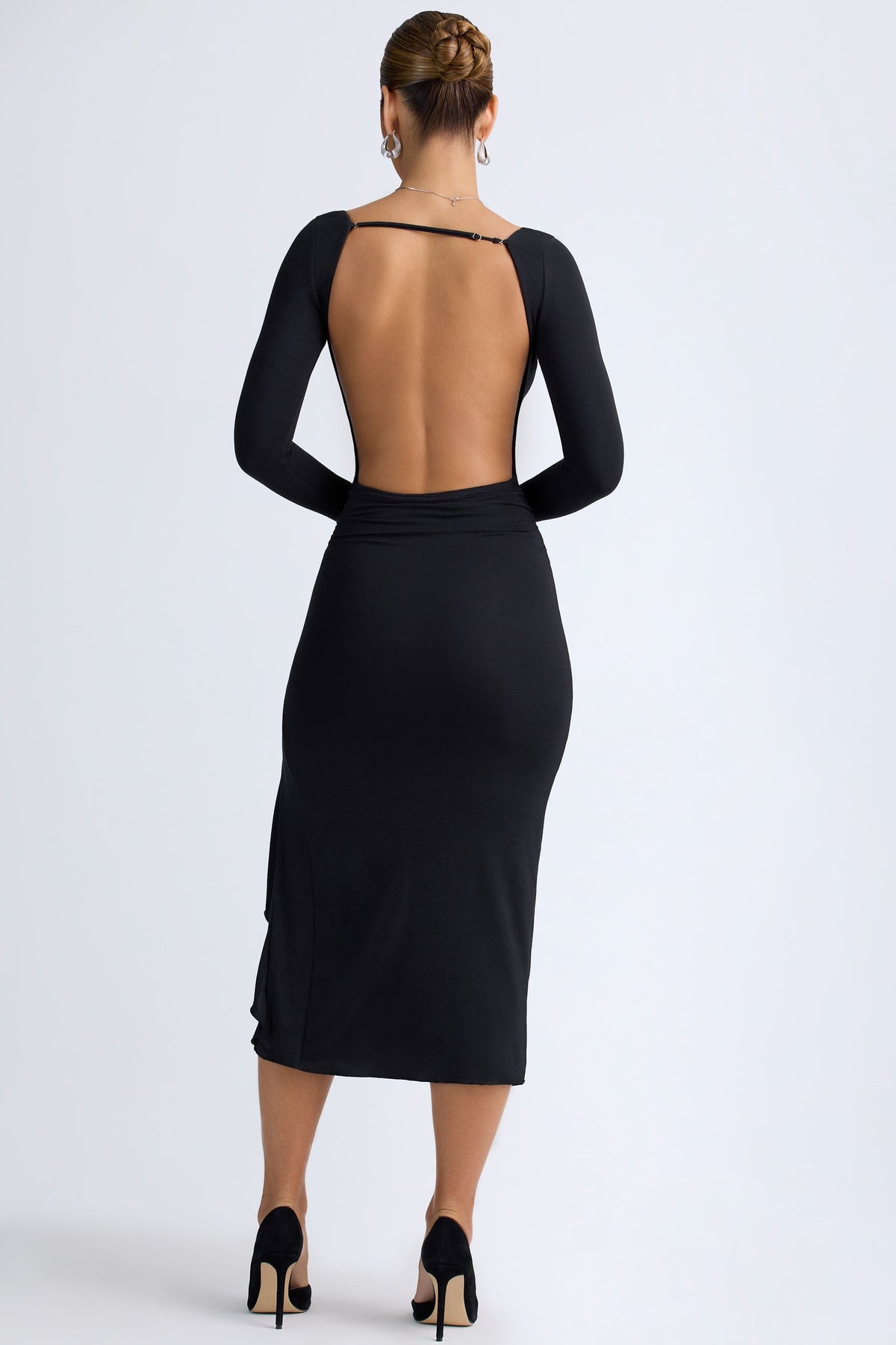 Belavie Tarae Modal Ruffled Midaxi Dress in Black