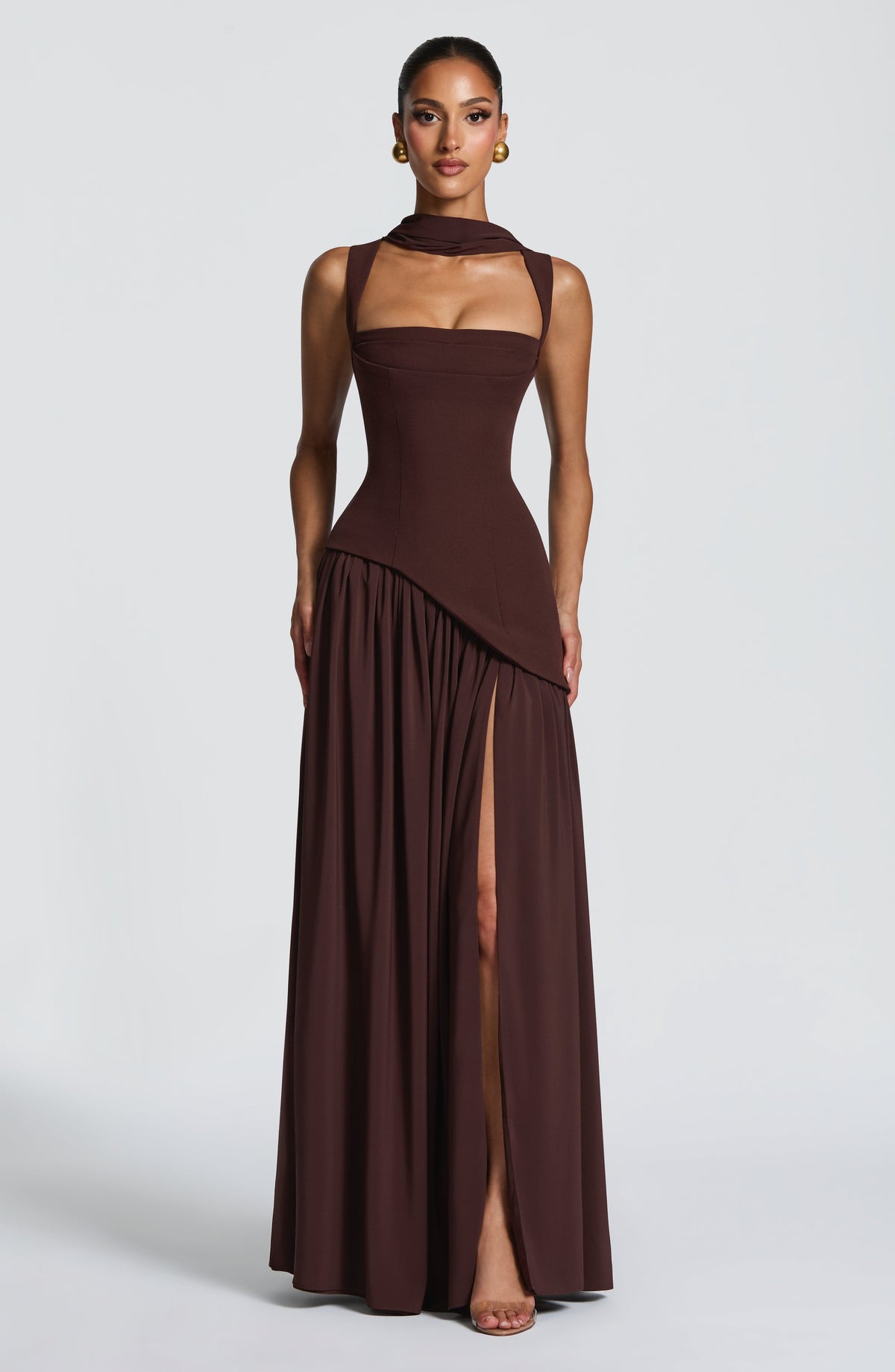 Belavie Tullula Maxi Dress - Plum Brown