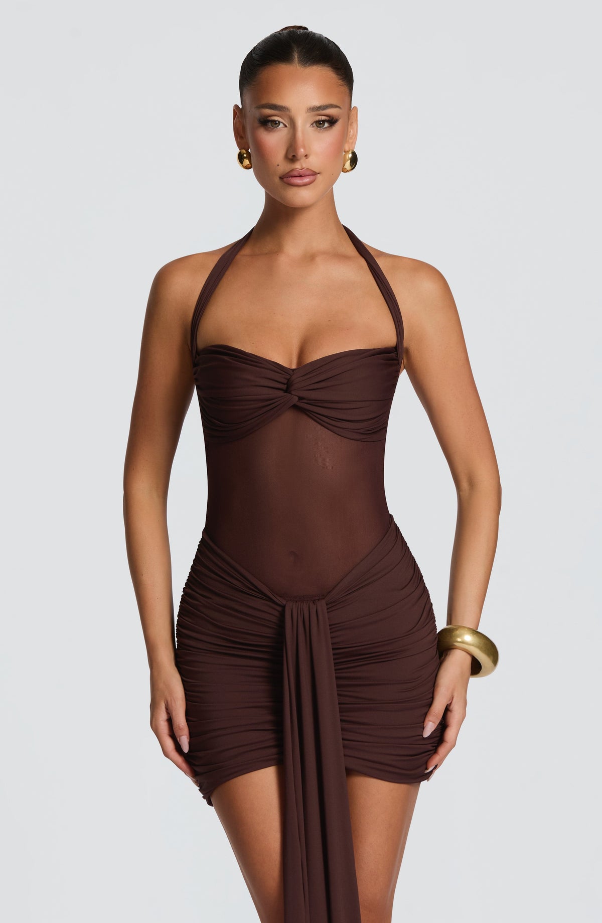 Belavie Vixenne Mini Dress - Plum Brown