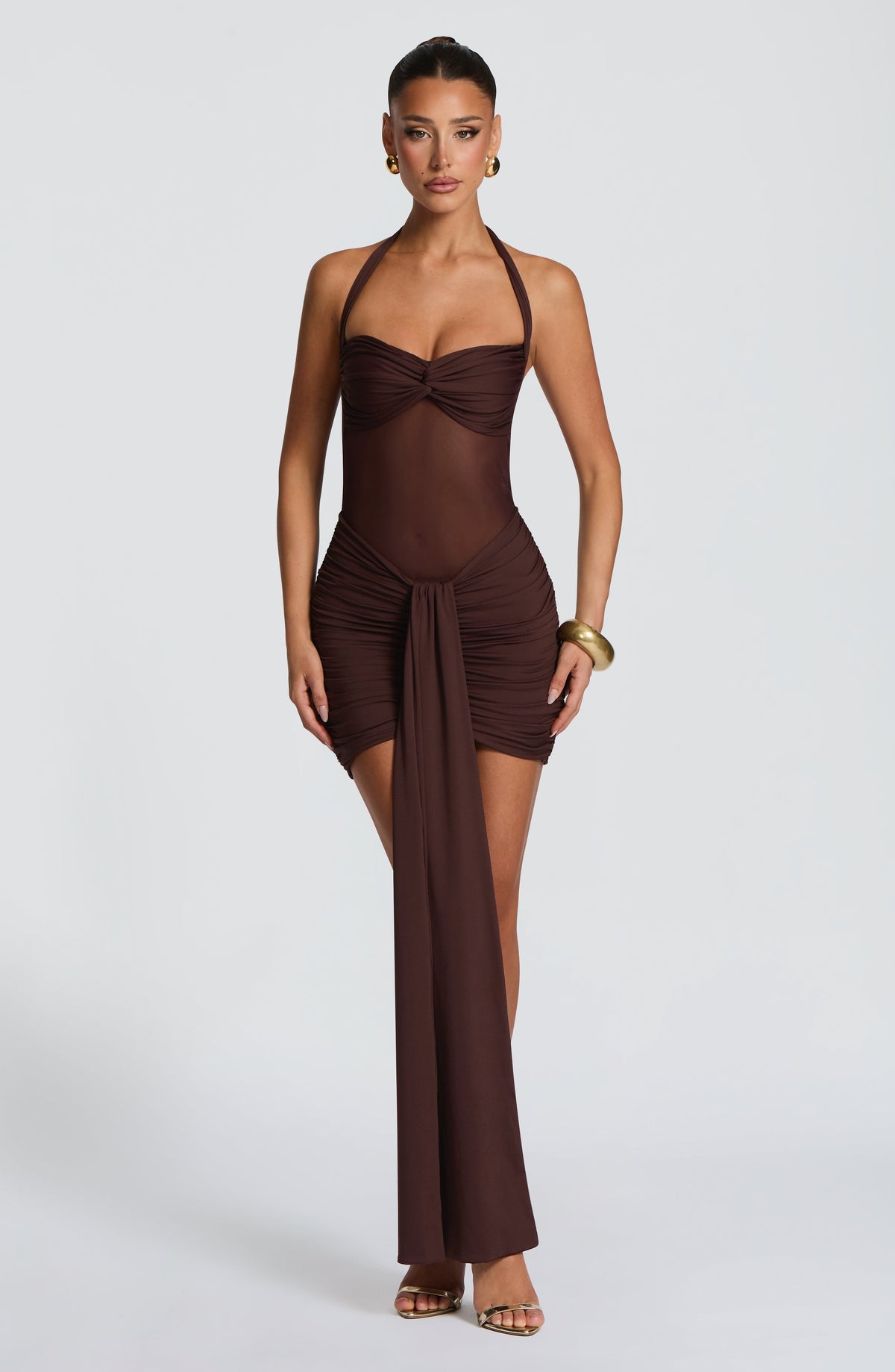 Belavie Vixenne Mini Dress - Plum Brown