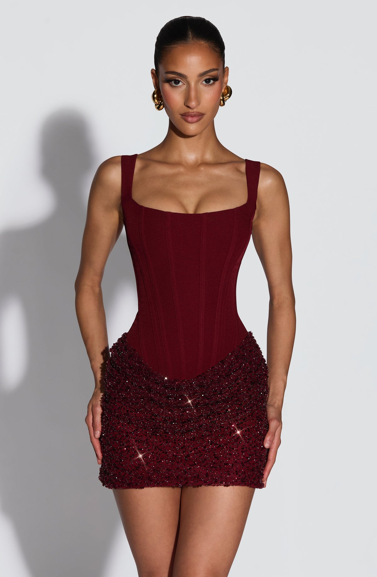 Belavie Yeonella Mini Dress - Burgundy