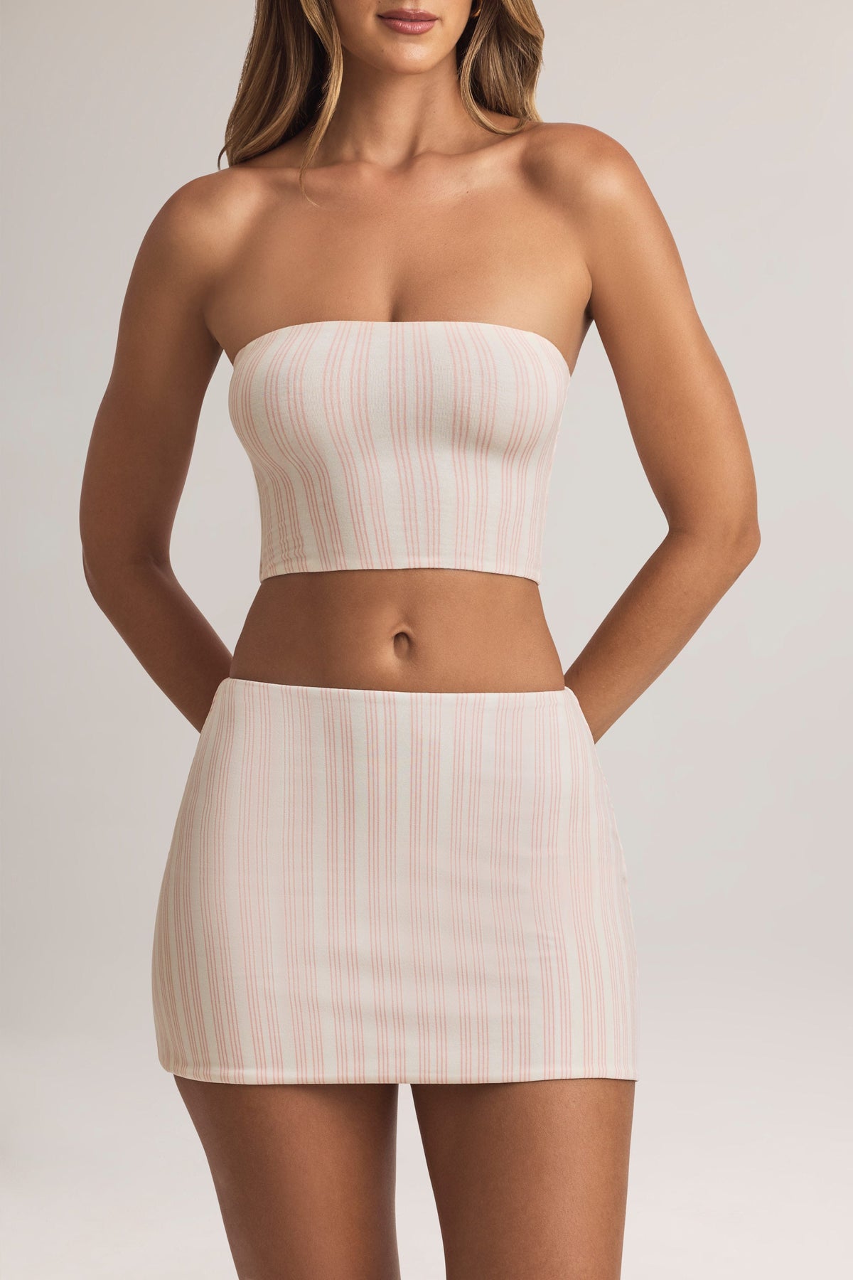 Belavie Zure Modal Mid-Rise A-Line Mini Skirt in Stripe Print
